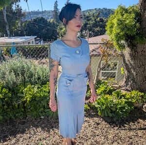 1950s Irish Linen Day Dress